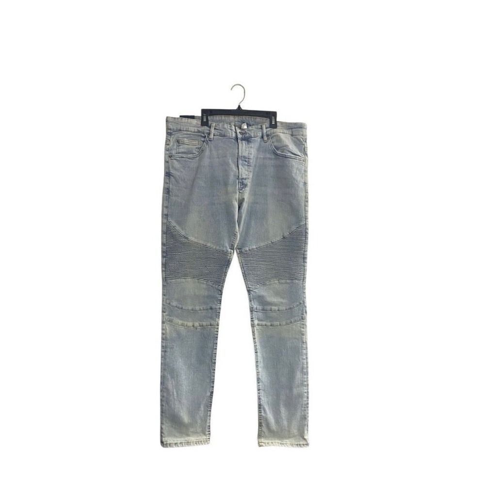 H&M‎ Divided Skinny Biker Jeans Men's Size 38 Light Wash Denim Moto Ribbed